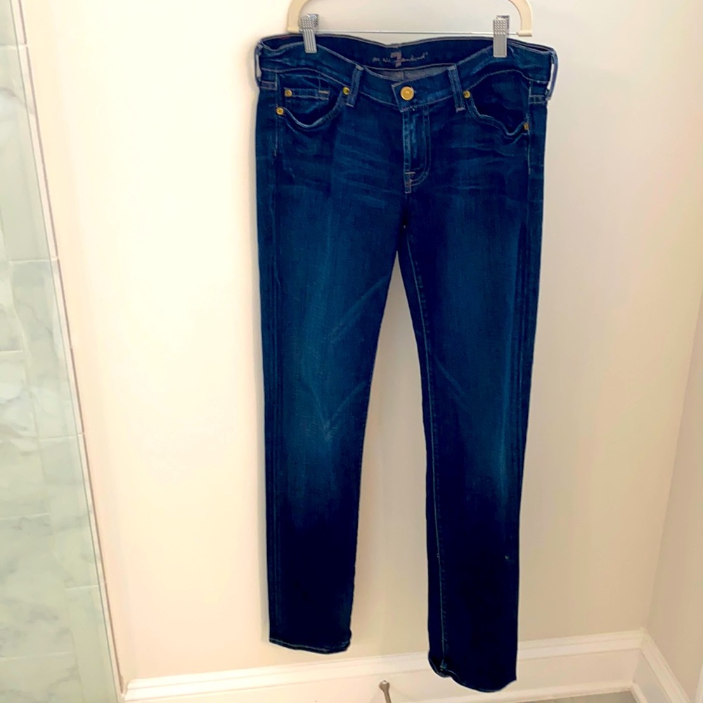 7 for all Mankind dark low rise skinny jean